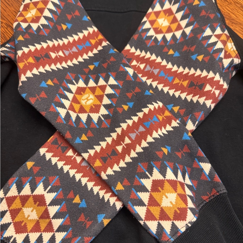 Hooey Hoodie Mens M Black Southwestern Aztec Print Western Rodeo Hoodie Pullover - Picture 9 of 12
